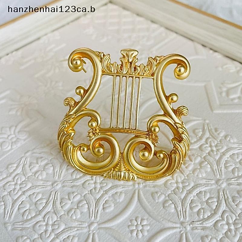 HAN Vintage Ouro Harpa Broche Jóias Terno Musical Pino Para Cardigan Camisola Retro Presente Itens N