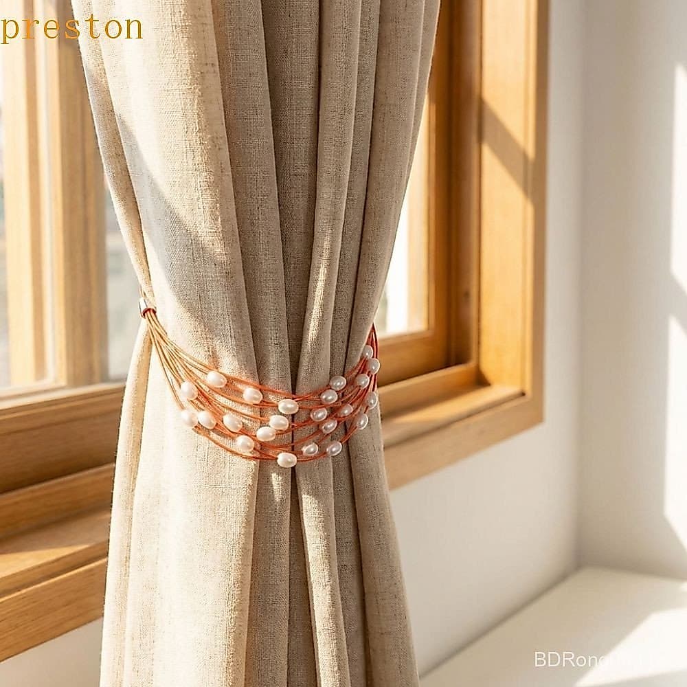 PRESTON 2 Peças De Laços De Pérola De Imitação , Amarração Decorativa De Cortina Poliéster , Corda De Cortinas Ajustávei