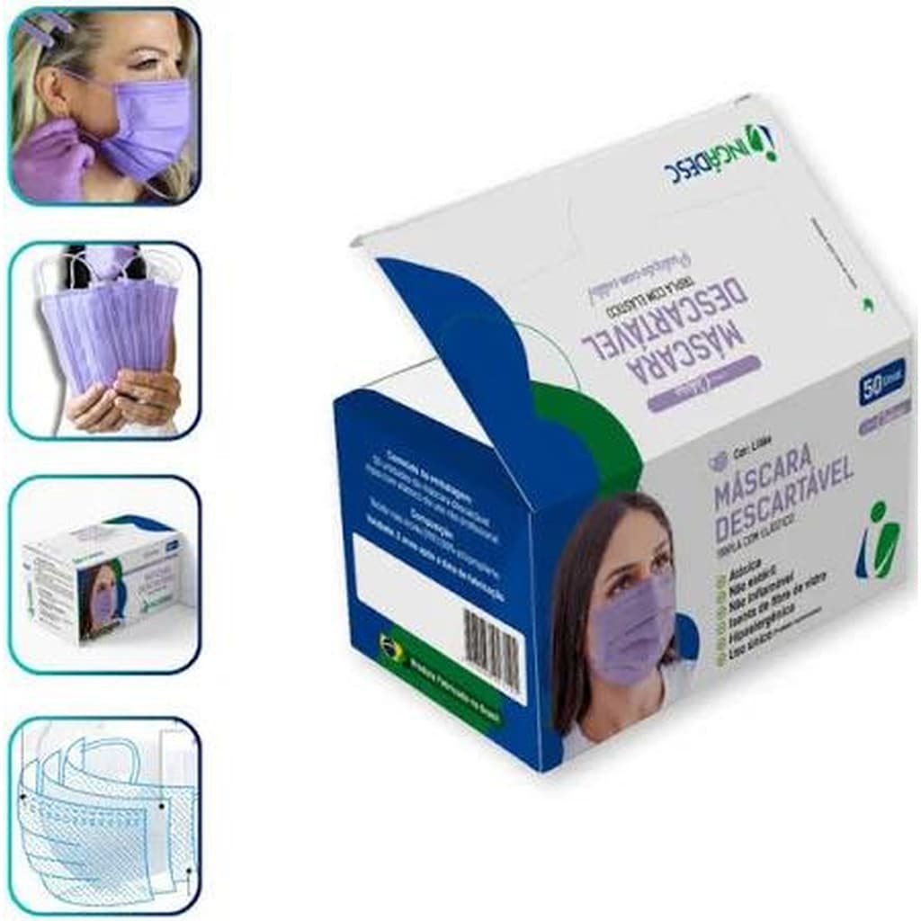Ingadesc Mascara Descartavel Lilas Adulto C/50
