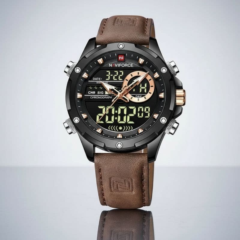 NAVIFORCE Relógio De Quartzo Masculino De Luxo Militar LED Digital À Prova D