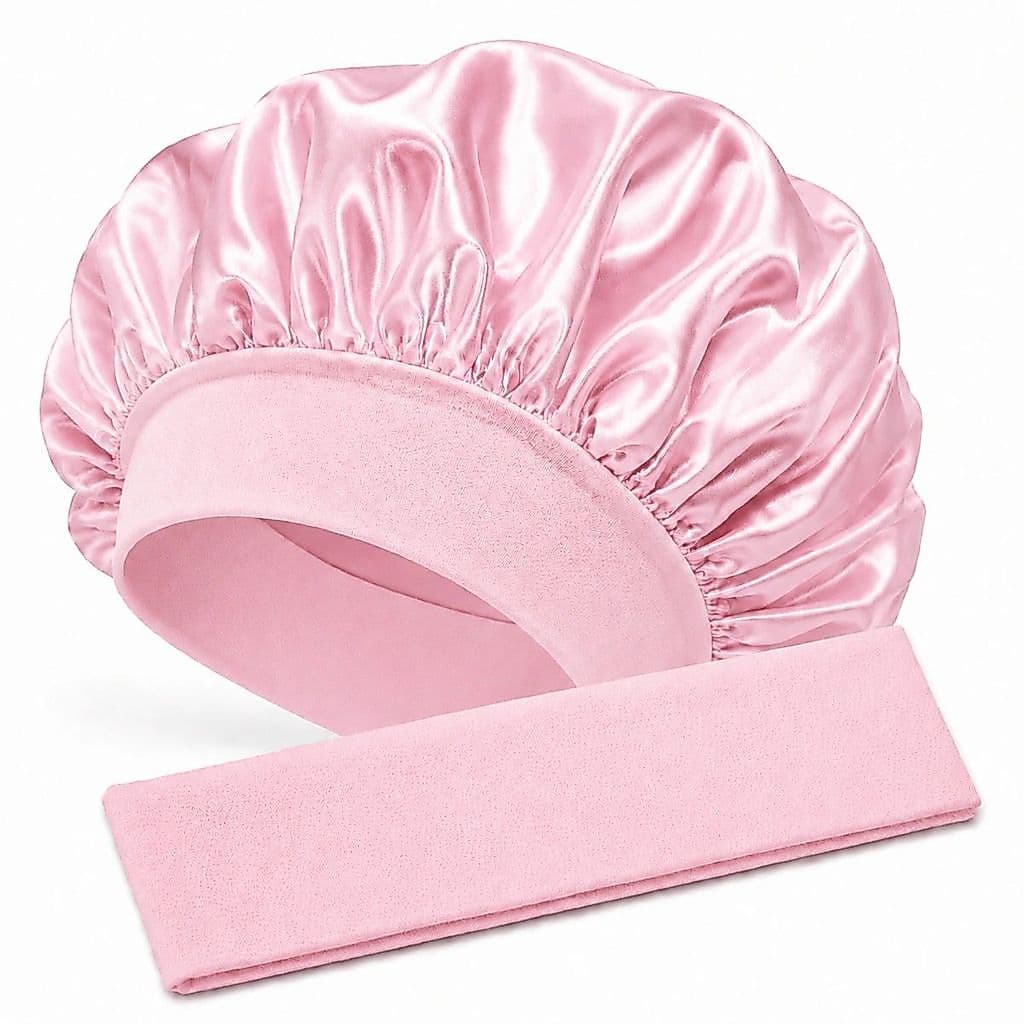 Kit Touca de Cetim Para Dormir e Faixa de Cabelo Feminina