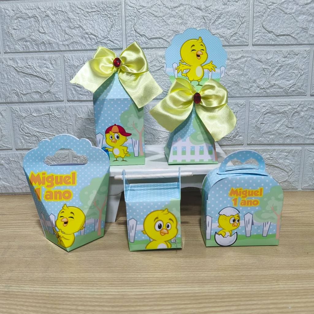 Kit Personalizados caixinhas PITINHO AMARELINHO Lembrancinha aniversário-Festa PEGUE E MONTE