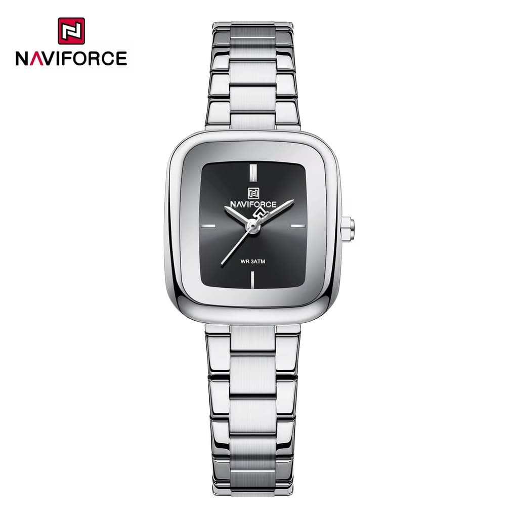 Relogio Feminino Naviforce 5075 Aco Retangular Elegante 1 Ano