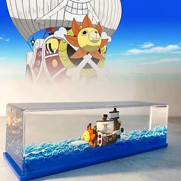 [COD] Decoração de Natal One Piece Luffy, Navio de Cruzeiro à Deriva em Garrafa de Vidro com Líquido Azul, Presente para