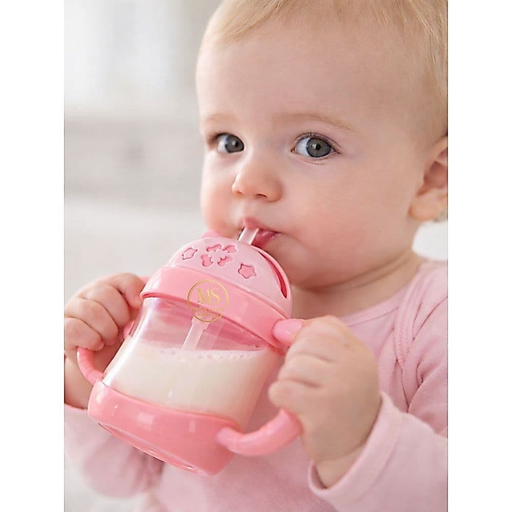 Copo Infantil com Canudo e Duas Alças Anti-Derramamento Seguro para Bebês