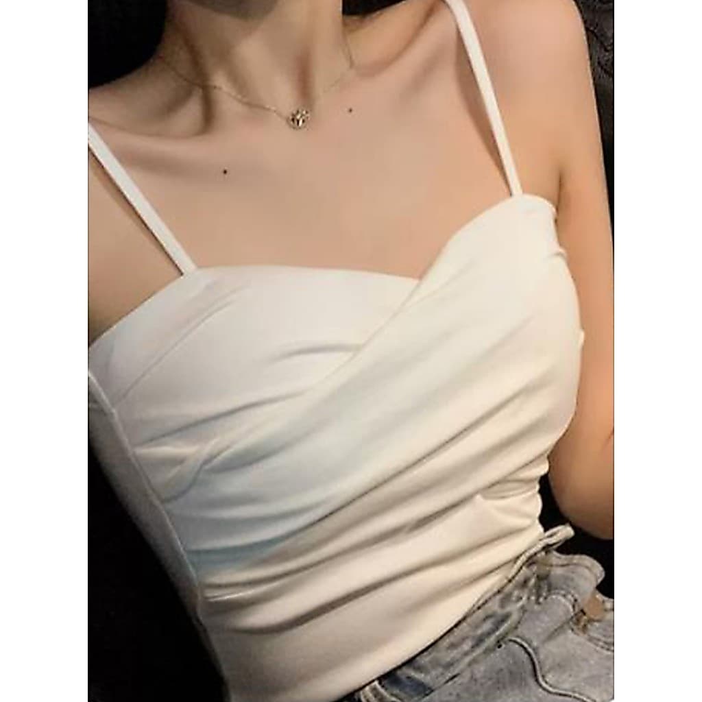 Camisola pequena branca com almofada no peito feminina verão interior exterior usar tubo superior roupa interior cruz fr