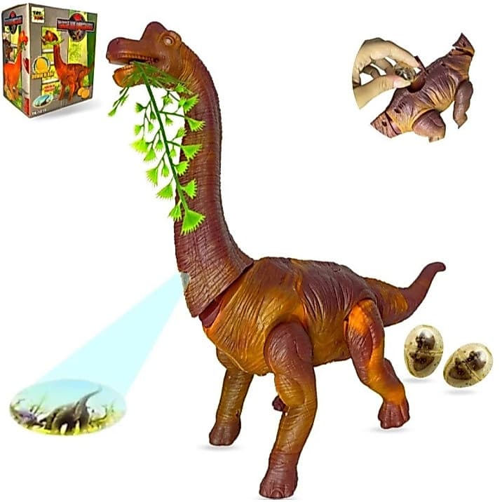 Dinossauro Eletrônico Bota Ovos Brinquedo Anda Emite Luz Som