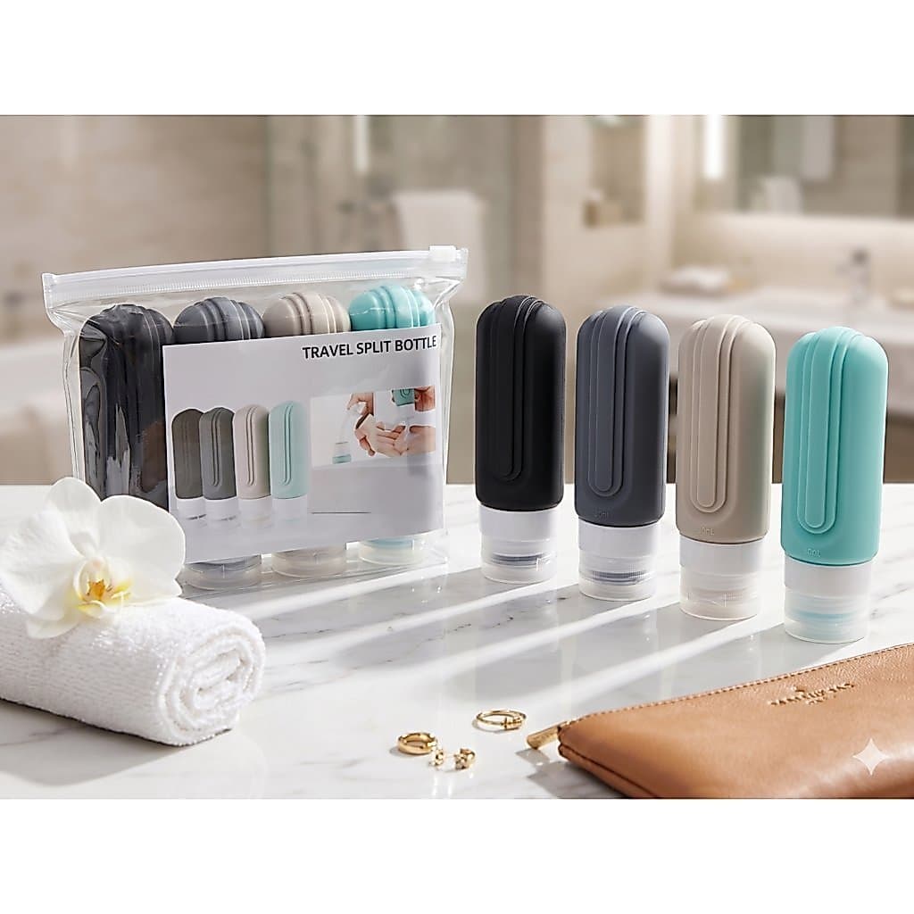 Kit Viagem 4 Frascos Silicone 90ml Para Shampoo Condicionador