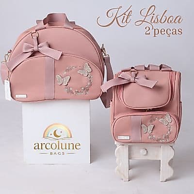 Kit de bolsas maternidade borboletas mochila multifuncional alças 2 em 1 | térmica e impermeável  menina
