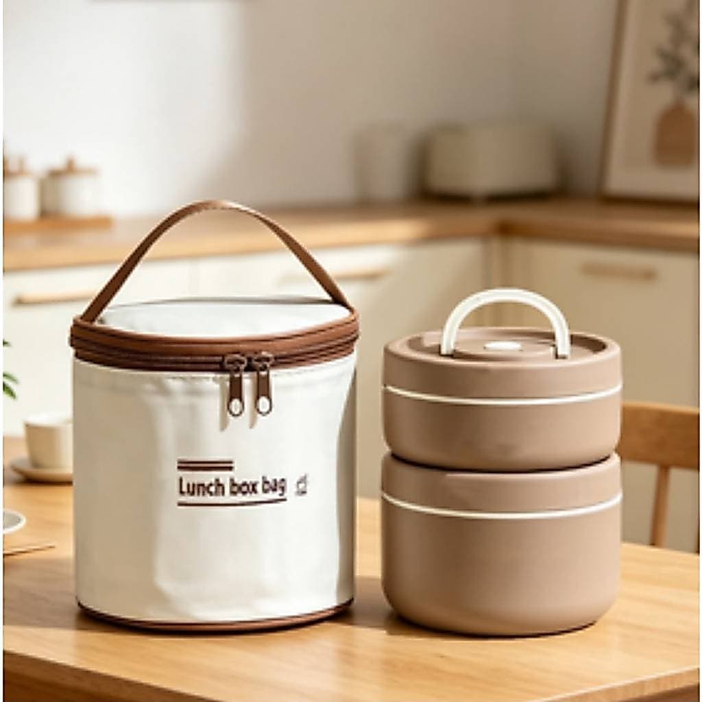 Lancheira de termica aço inoxidável 304 função de microondas portátil com tigela de arroz e pote 1 bolsa+  2 lancheira