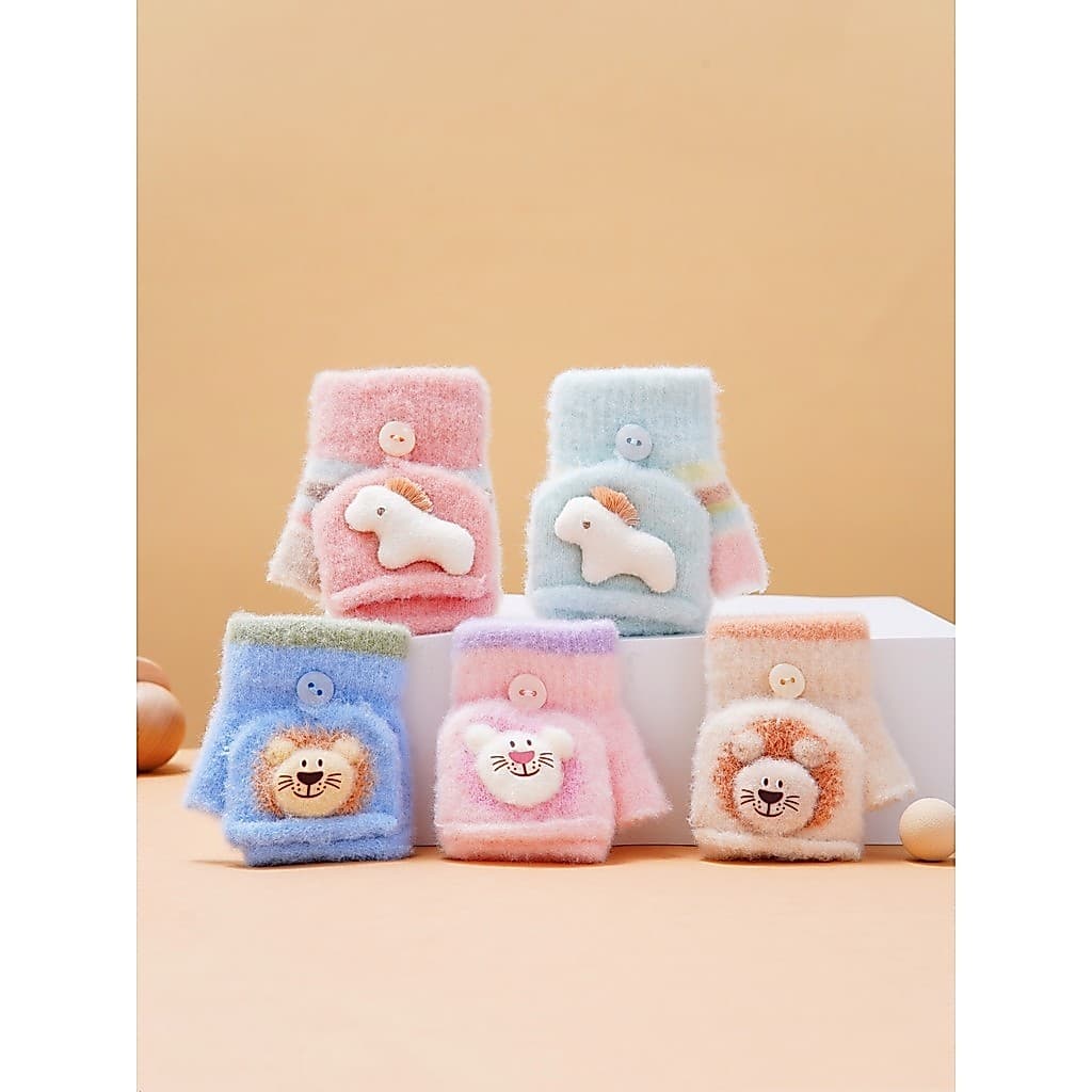 Luvas de bebê outono inverno estilo fino bebê criança pequeno mês idade 1 ano de idade bebê meio dedo Flip sem dedos que