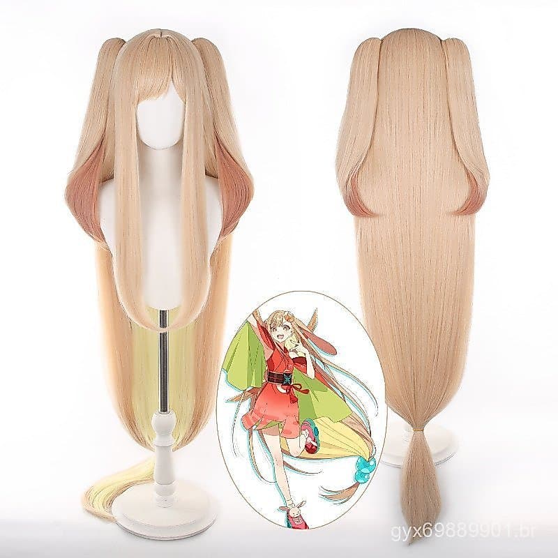 Princesa do Cosmos Kaguya! Peruca de Cosplay Laranja Mesclada para Fantasias Femininas, Cabelo Resistente ao Calor