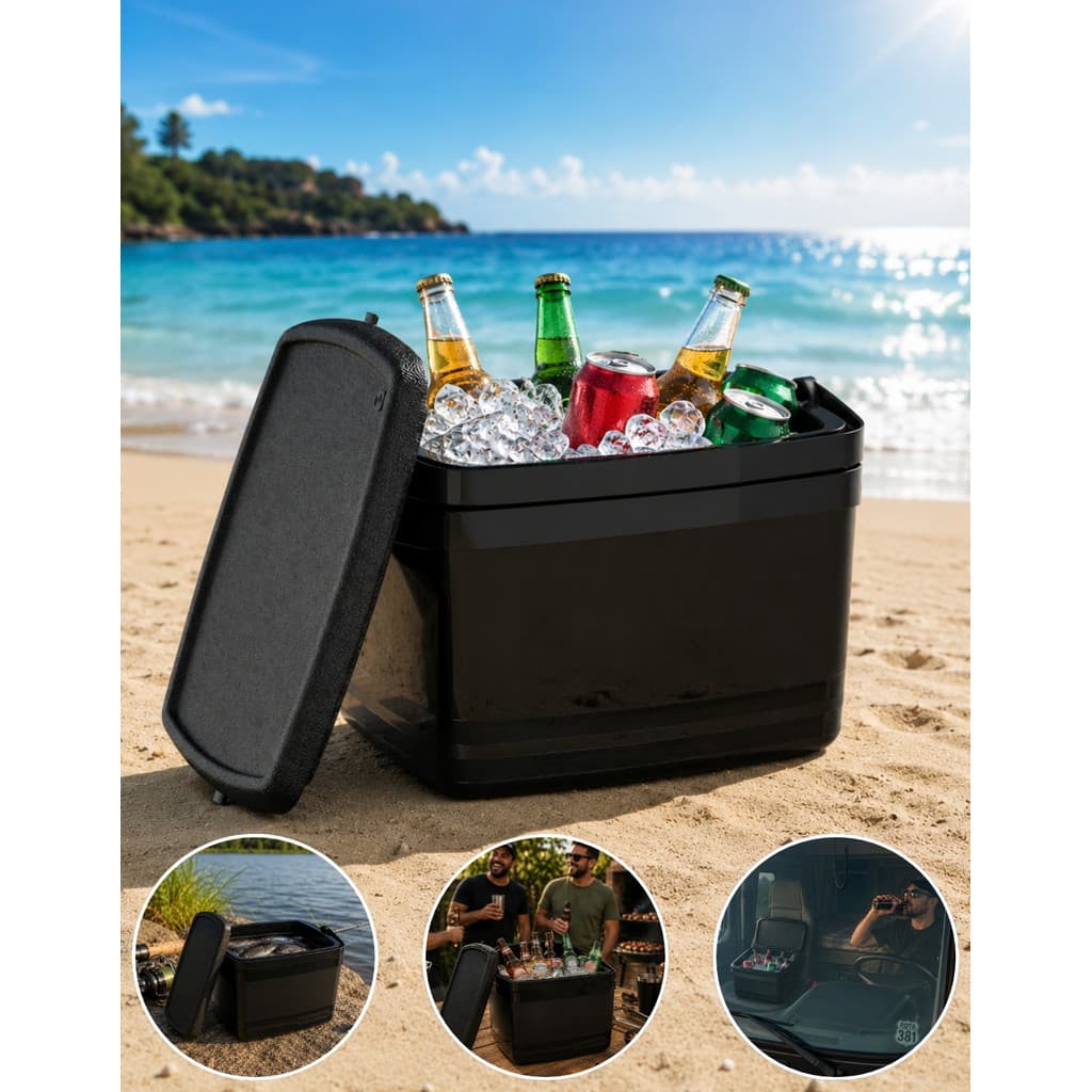 Caixa Térmica 12 Litros Cooler Soprano Preta Caixa de Gelo Portátil Bebidas Praia Churrasco Pesca