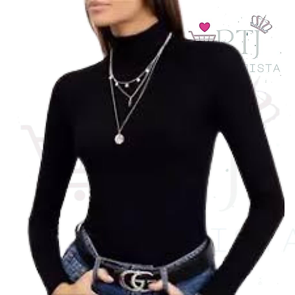 Segunda pele básica veste bem o ano todo camisa gola alta linda