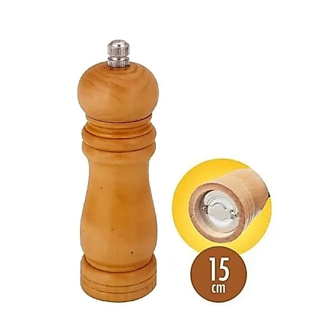 Moedor Em Madeira Manual 15cm Excelente Para Sal Ou Pimenta