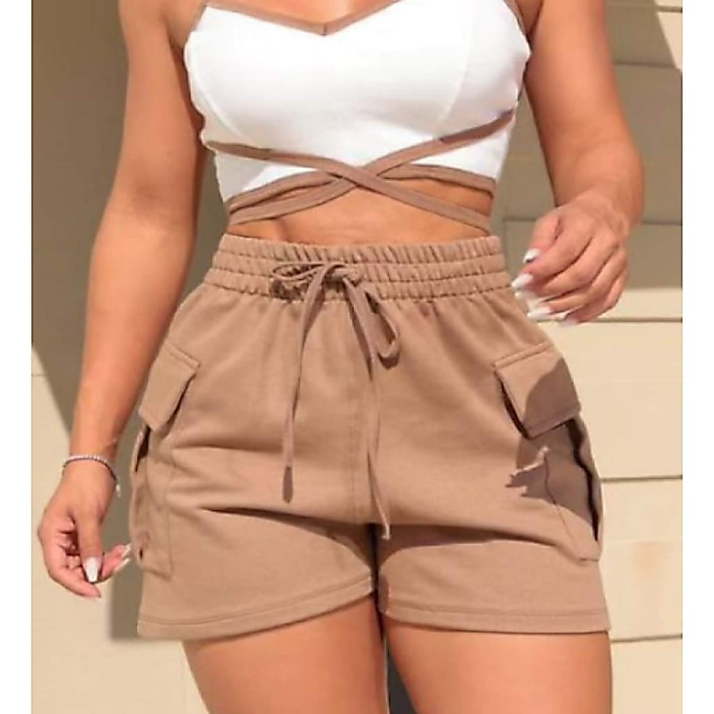 Short de moletom cargo feminino soltinho bermuda feminina cargo bolso na lateral