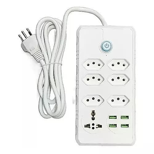 Extensão Elétrica 7 Tomadas Régua Bivolt C/ 4 Usb Cabo 2m