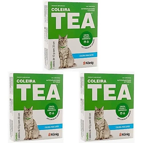 3 Coleira Antipulgas Para Gatos Tea 327  13g 33cm - Konig