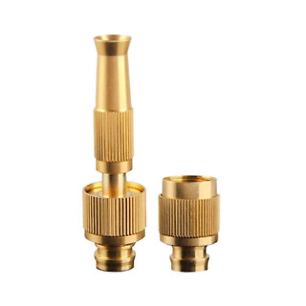 Bico de Mangueira Alta Pressão Ajustável em Metal Dourado – Para Jardim, Lavagem de Carros