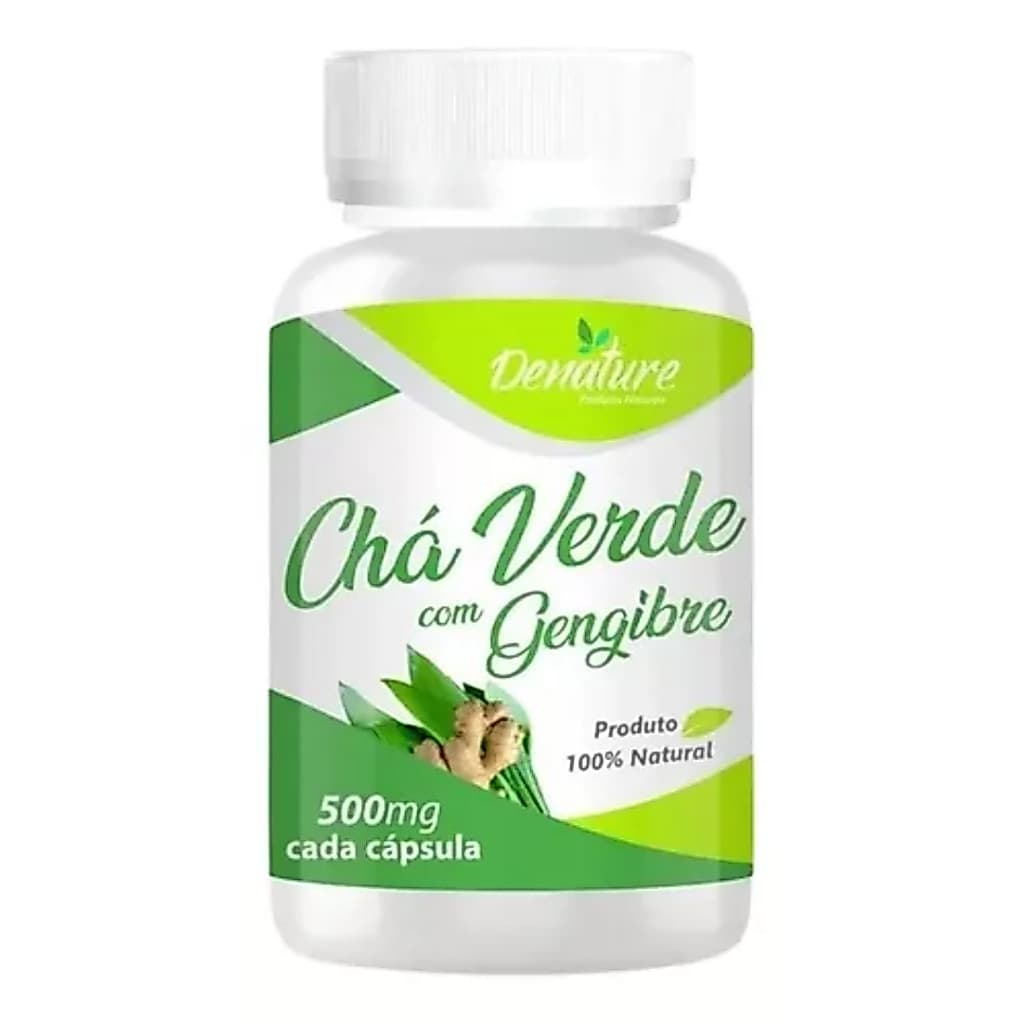 Chá Verde Com Gengibre 500mg 100 Cáps Denature Suplemento Natural Antioxidante Bem-Estar