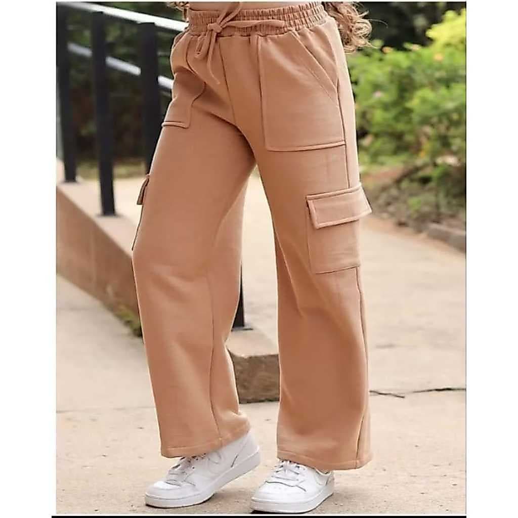 Calça De Moleton Flanelada Feminina Moda Infantil E Juvenil Menina Com Bolso Lateral Moda Flogueira Inverno 4 Ao 16