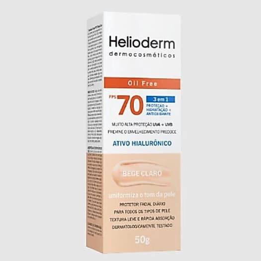 Protetor Solar Helioderm Facial Fps70 Oil Fre 50g Bege Claro
