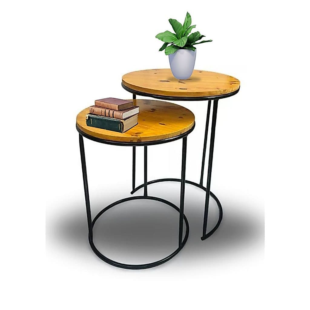 kit 2 Mesa de Canto Alta Lateral Centro Apoio para Sofa Casa Sala Sofá Decoração Madeira Envernizada