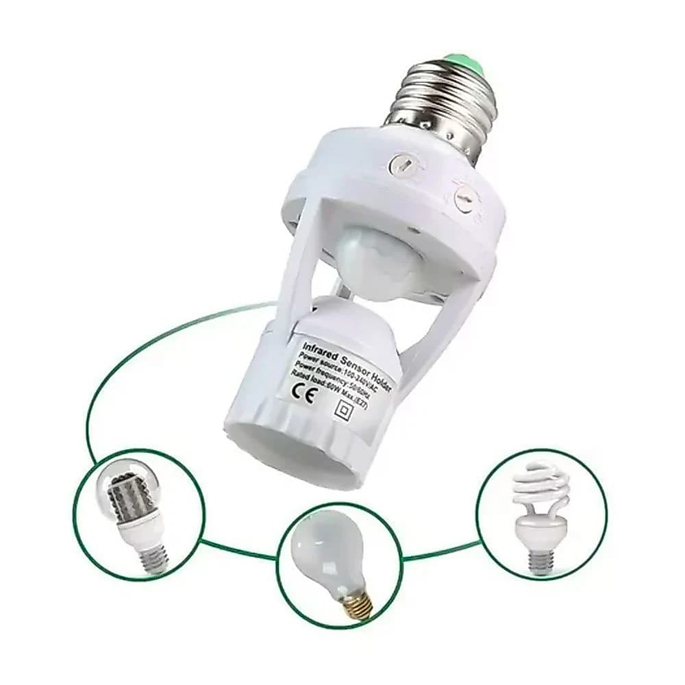 Kit 1/2/3 Soquete Inteligente E27 com Sensor de Movimento Liga Desliga Sozinho 110~240V