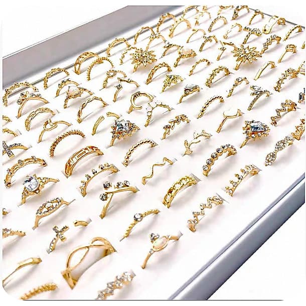 kit 8 anel feminino banhado a ouro 18k anel Dourado e prata