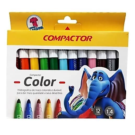 Canetinha Jumbo Compactor Color – 6 ou 12 Cores | Escolar Infantil