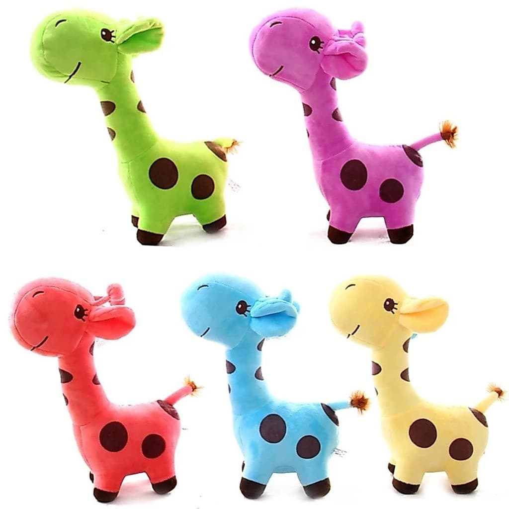 Brinquedo Girafa de Pelúcia Mordedor para Cachorro Pet Colorido Pequeno Interativo Bordado