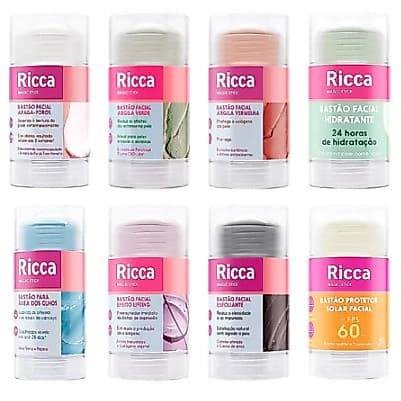 Ricca Bastão Facial - Hidratante Esfoliante Apaga Poros Area dos Olhos Lifting Protetor Argila