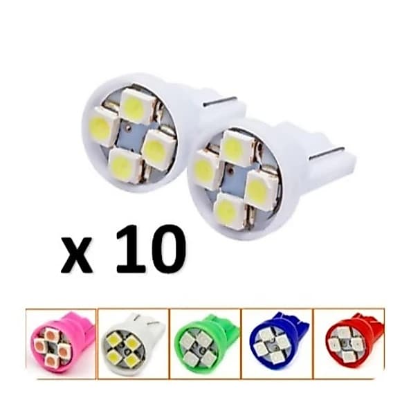 10 x Lâmpada automotiva Pingo T10 4 Leds Placa Mala Teto Farolete Lanterna lampada led de carro