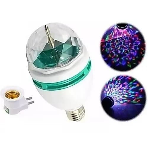 Lâmpada Globo Luz Led Rgb Giratória Colorida com Socket Padrão