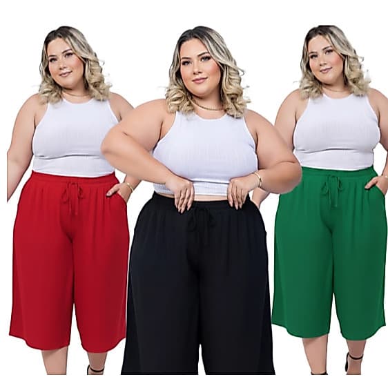 PANTACOUR PLUS SIZE feminino liso tecido duna G1 G2 G3