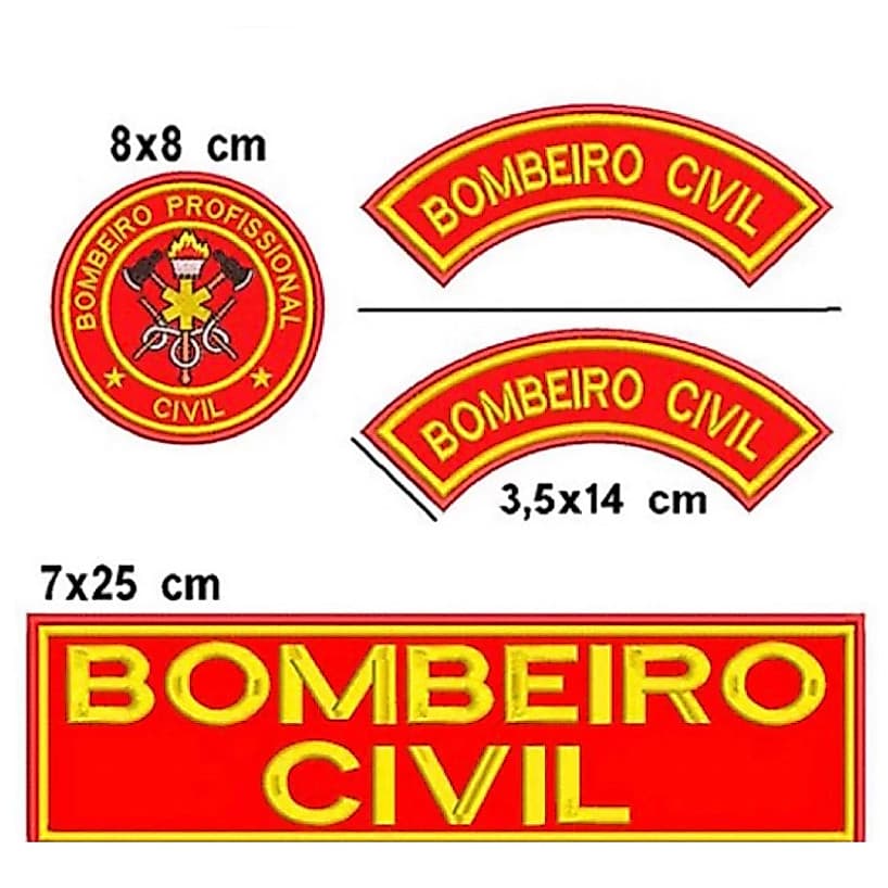 Kit C/4 Patche Bordados Bombeiro Civil