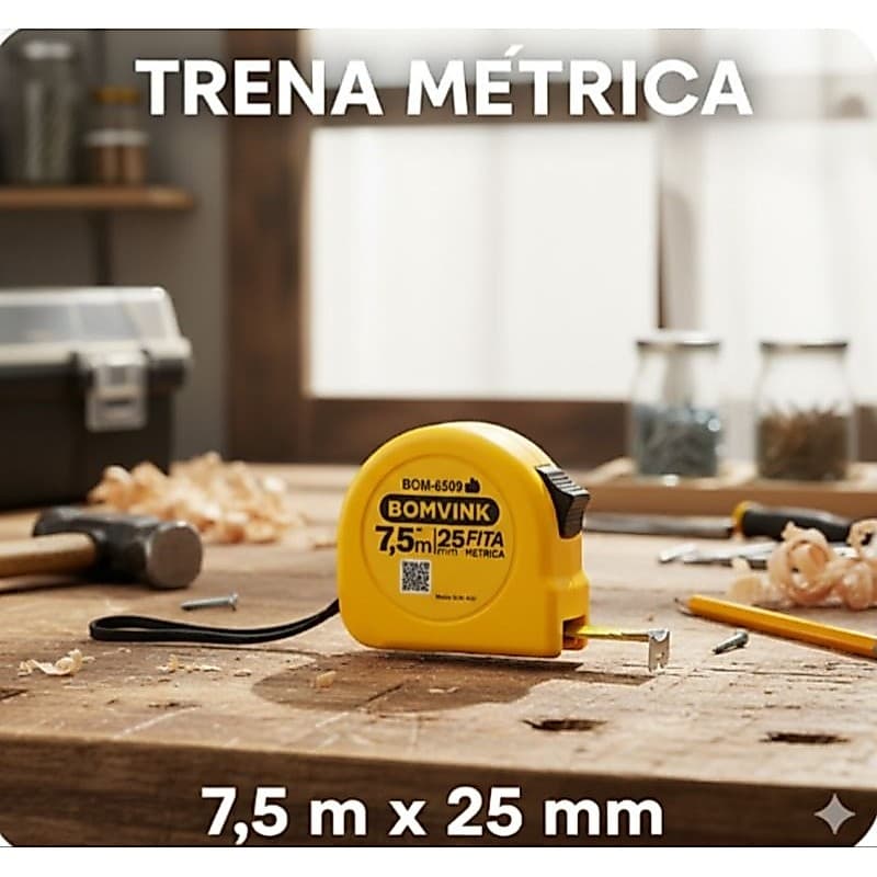Trena Métrica 7,5m x 25mm Incluso polegadas
