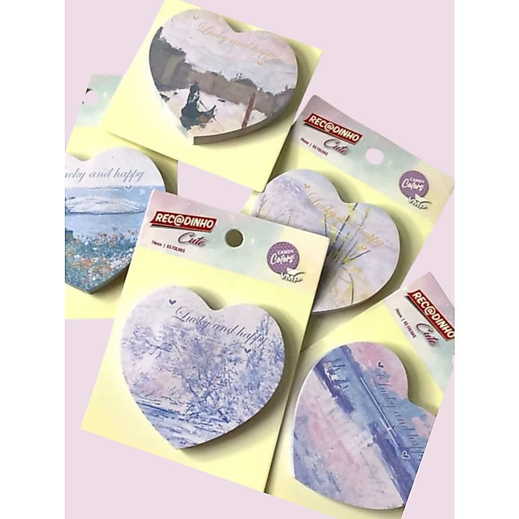 Recadinho Post It Decorado Cute 65 Folhas Coração Papelaria Fofa Scrapbook Notas Adesivas Escolar