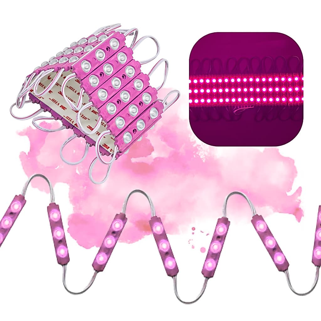 20 Módulos 3 Led Luminoso Injetado 1.5w 12v Ip67 ROSA 10/20