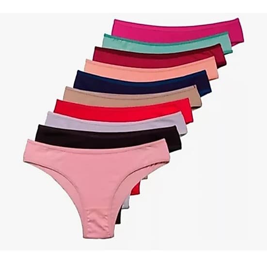 Kit Calcinhas Tanga Básica Confortável Cores Variadas Com Forro De Algodão Conforto Cotton