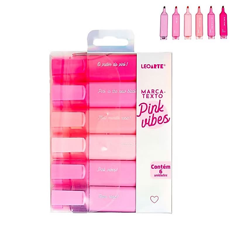 Marca Texto Pink Vibes Estojo C/6 | LeoArte Rosa