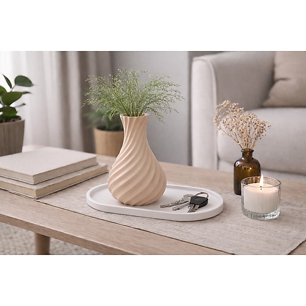Kit Vaso com Bandeja Decorativa Organizador Mesa Sala Quarto Kit Decoração Prática para Ambientes (Sem Flores)