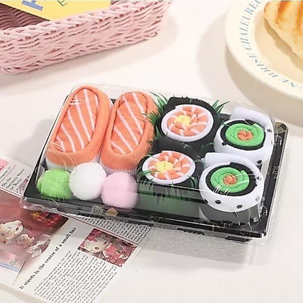 Kit 3 Pares de Meia Sushi Estilo Japonês 3 Meias Algodão Divertidas Criativas Presente Diferente