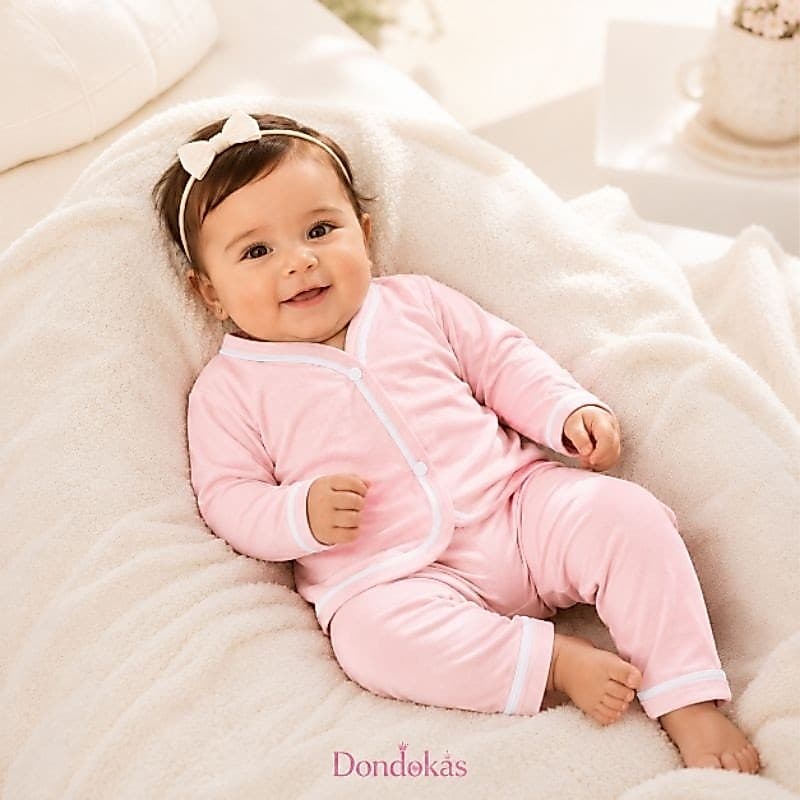 Pijama para Bebê Manga Longa Menina Pijama Americano Bebê Botão