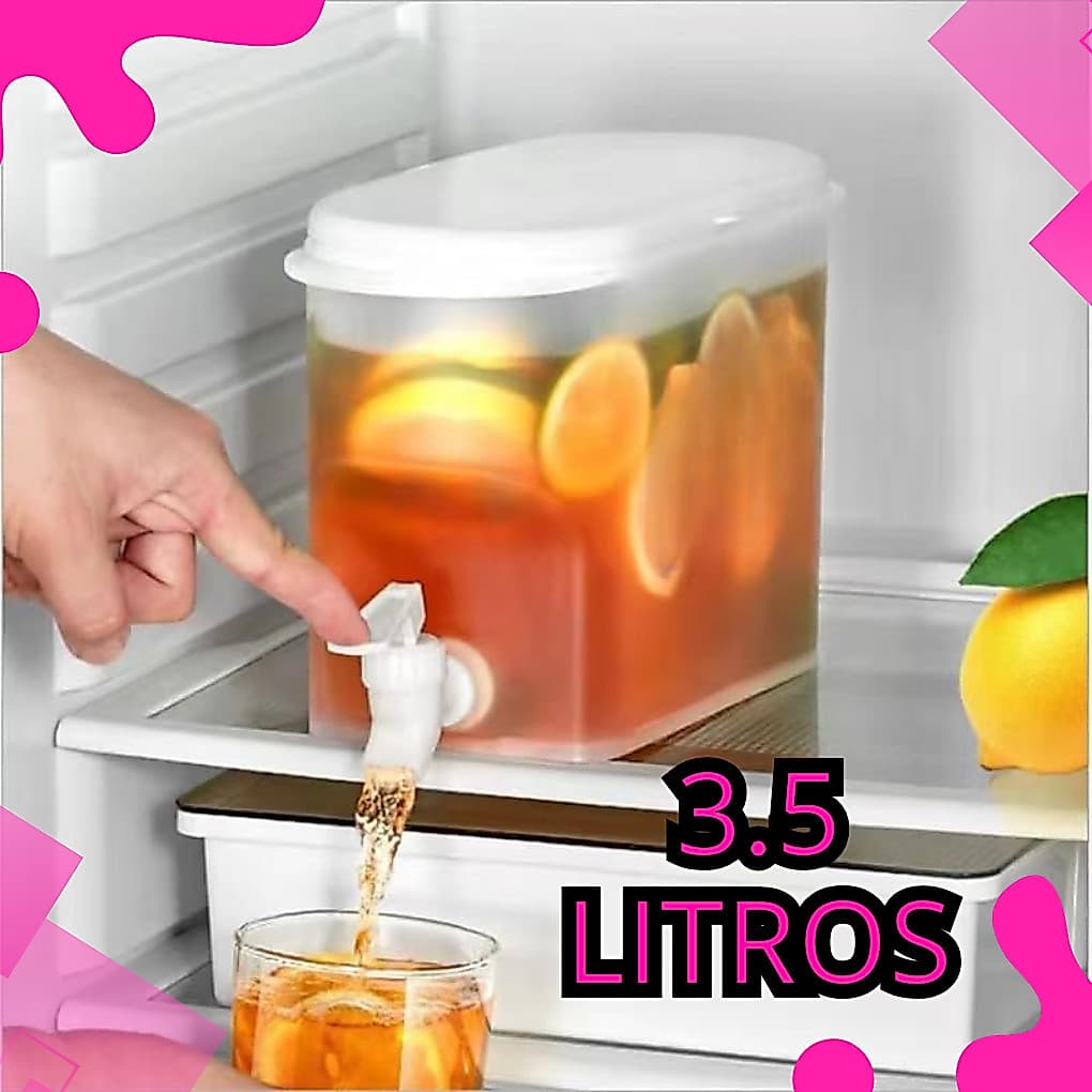3.5 L Suqueira Plastica com tampa para Geladeira Com torneira capacidade 3.5L para agua saborizada