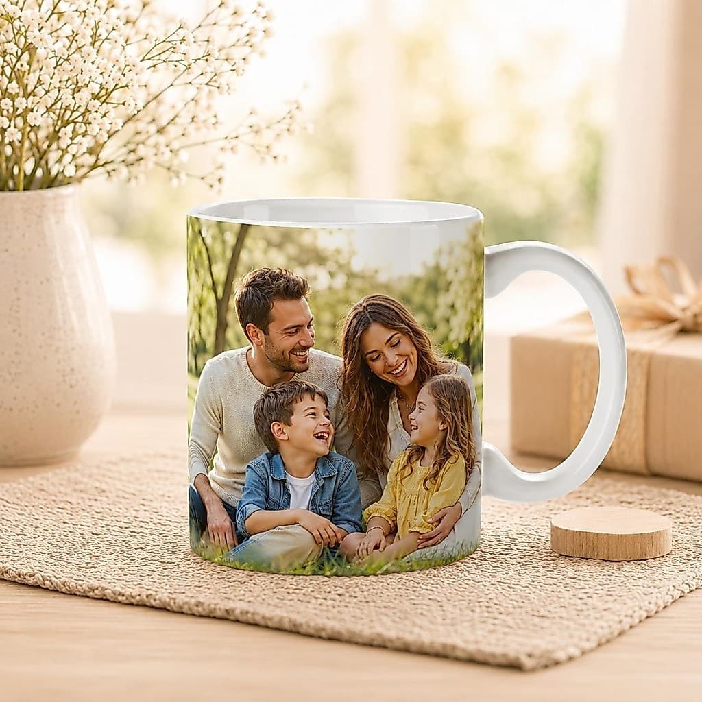 Caneca De Porcelana Personalizada Com A Foto da Sua Familia