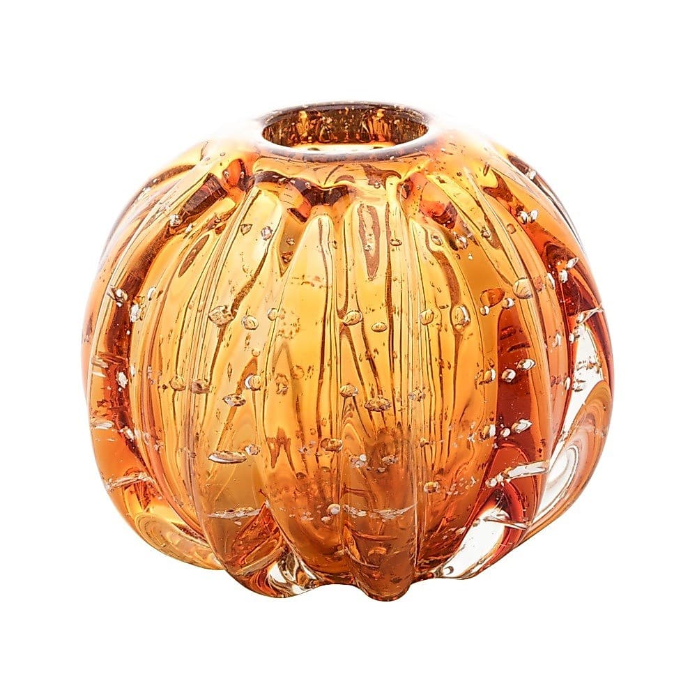 Vaso Esfera de Vidro Murano Italy Âmbar e Dourado 12x10cm Wolff