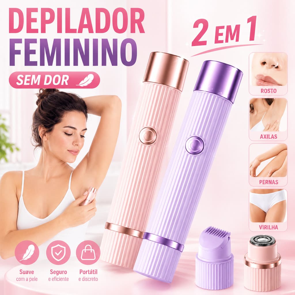 Electric epilator with double razor care and delicateness with your skin, Rechargeable with advanced Painless technology