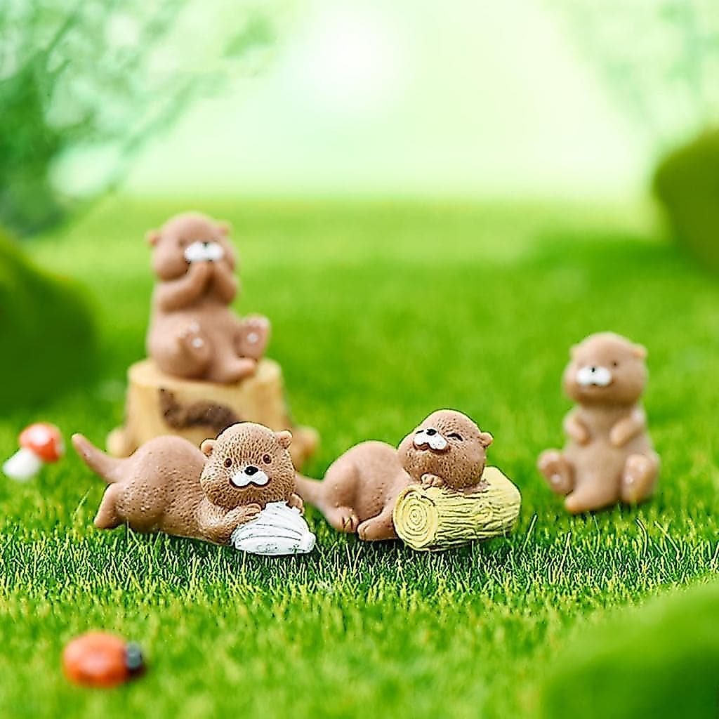 Acessórios para Jardim de Fadas com Lontras, Adoráveis Miniaturas de Lontras, Kit de Jardim de Fadas com Mini Lontras pa