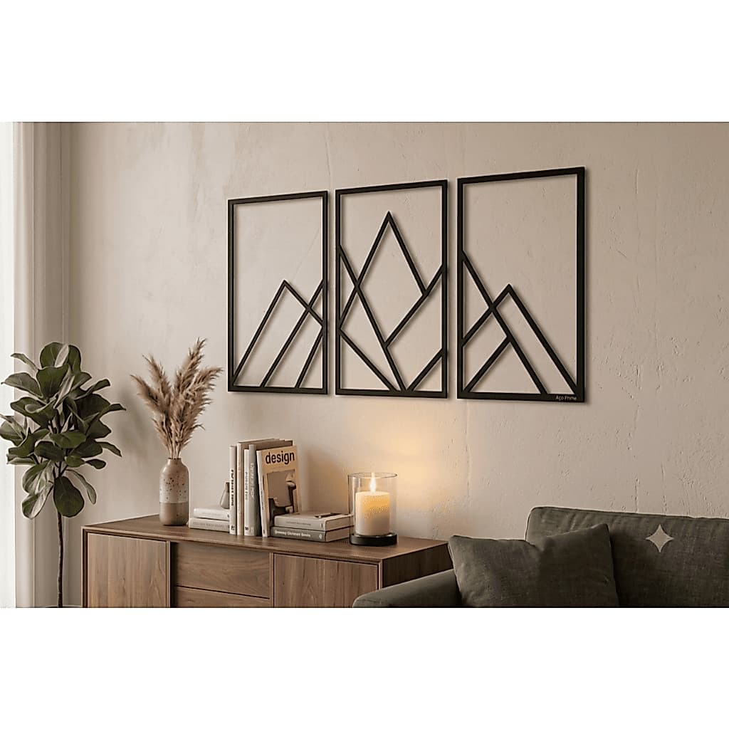 Quadro Decorativo de Parede em Aço – Kit com 3 Peças | Design Moderno